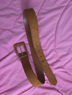 Lauren Ralph Lauren Tan Suede Belt with Covered Buckle